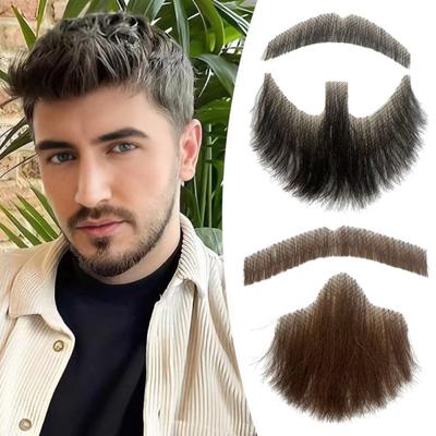 2 Stück Falscher Bart Ziegenbart Schnurrbart Handgefertigt Unsichtbare Spitze Gesichtshaar Falscher Ziegenbart Bart Halloween Verkleidung Herren Make-up Drama Party Filmrequisite