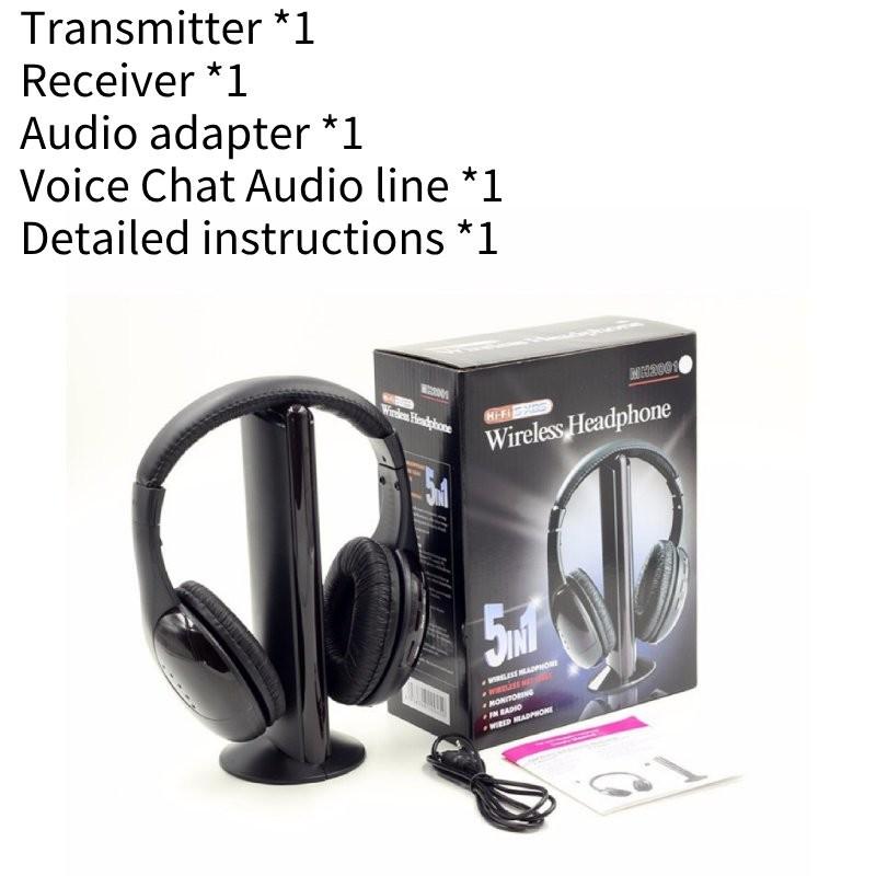 

Беспроводные наушники с креплением на голову Проводная гарнитура 5 в 1 FM Монитор Аудио CD MP3 ТВ