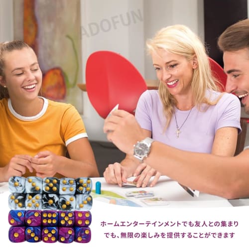 ADOFUN Polyhedral Dice Set of 20, 6-Sided and 16mm Dice for Table Games, Millimeter Cube Round Corner Portable Table Game Tray Dice Set, 6-Sided Dice