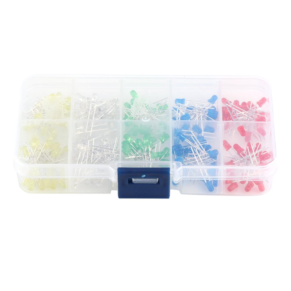 

200pcs 5mm LED Light Emitting Diodes Yellow Red Blue Green Orange Light Assortment Kit