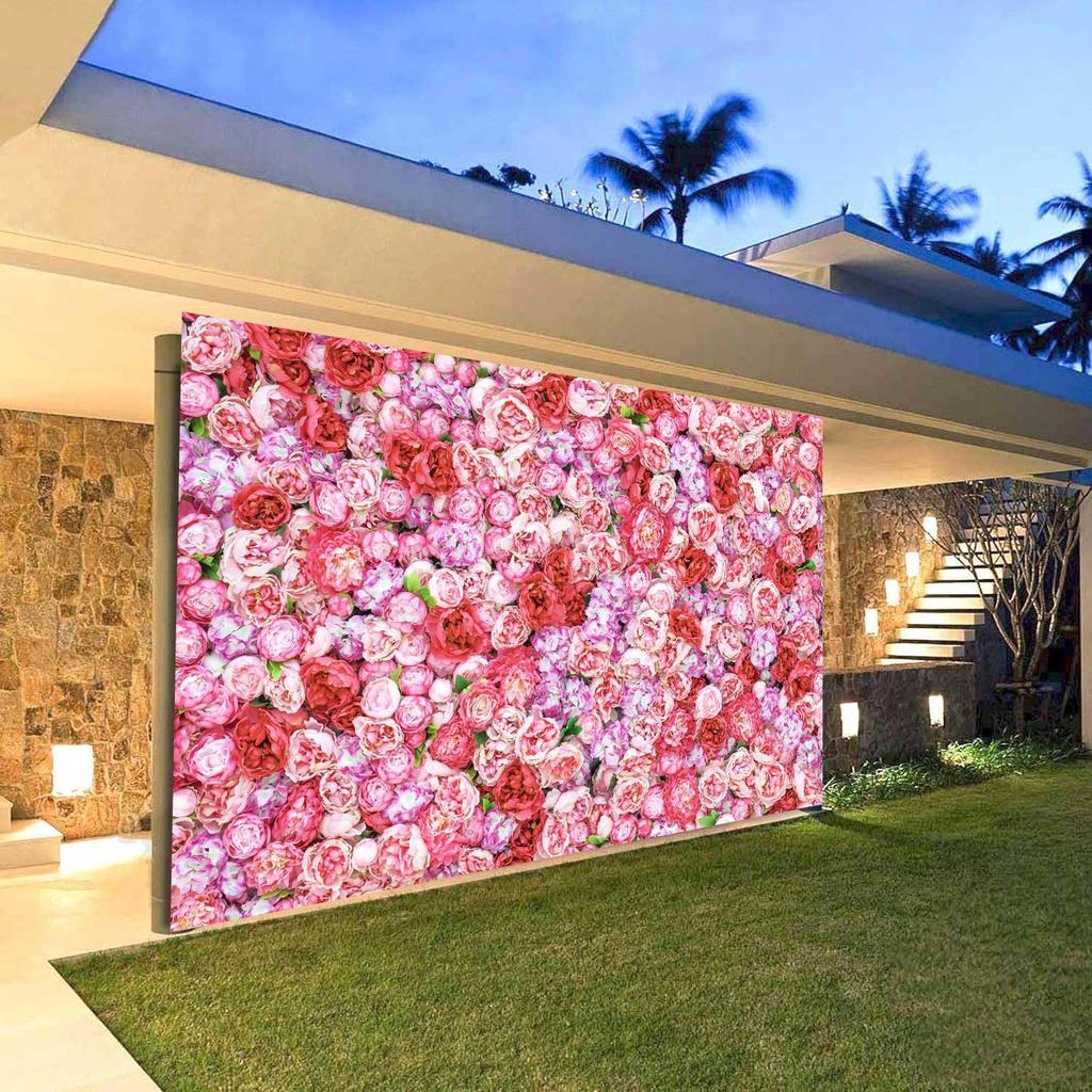 Flower Garage Door Decoration Flowers Wall Pink Rose Floral Spring Garage Door Banner Cover Pictures Newborn Wedding Bridal Shower Birthday Party