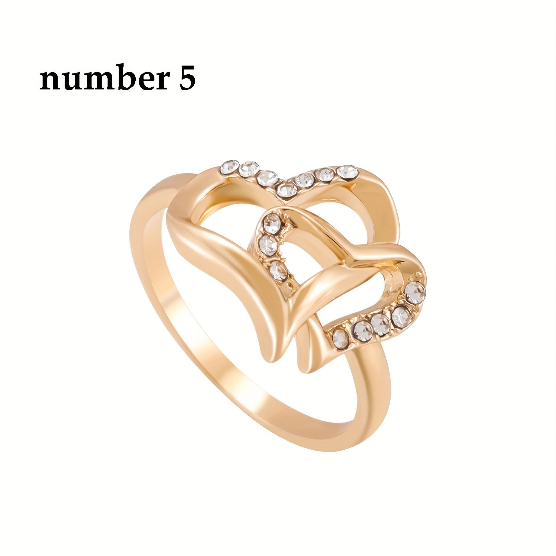 

1pc Elegant Heart Shaped Rhinestone Ring Fashionable Double Heart Ring Confession Ring Engagement Ring Fashion Jewelry for Men And Women Suitable for Number 5