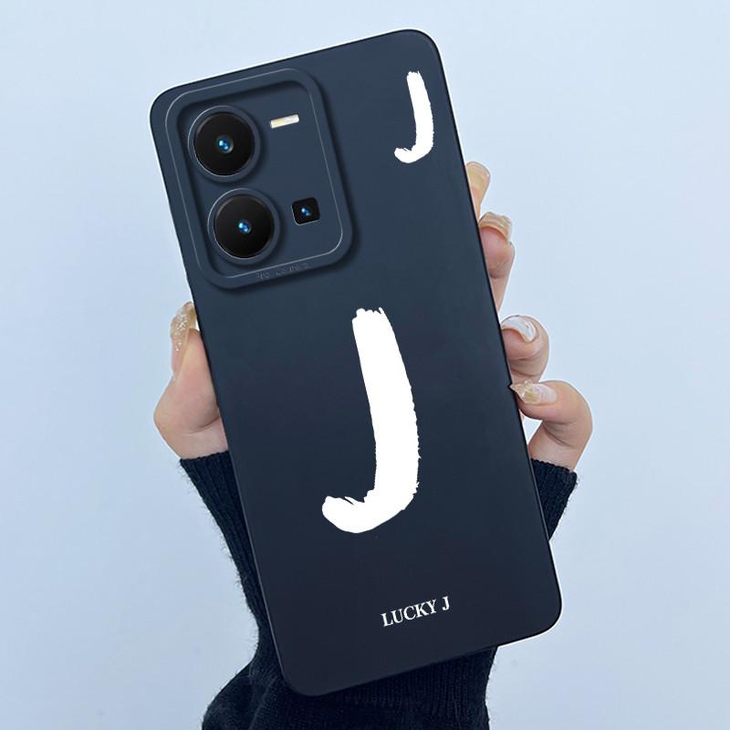 For Vivo Y35 Case Cute Initial Letters Soft Liquid Silicone Back Cover For Vivo Y 35 4G Funda Anti Drop Phone Protector Coque