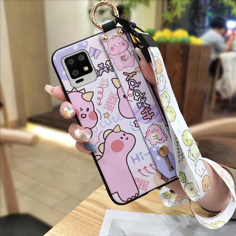 Shockproof Cartoon Phone Case For Sharp Aquos Zero6/Aquos Air Wrist Strap Lanyard Ring Cute Kickstand Soft Case Silicone