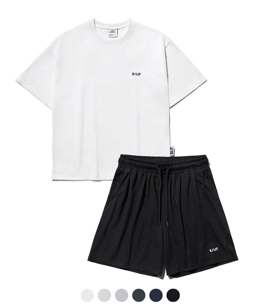 Eseulisseutyudio Basic Logo Oversized Short Sleeve And Shorts Set