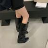 Heel Pants Boots Belt Buckle Boots 2025 Fall/Winter Pointed Western Cowboy Boots Vintage Spice Girl Knight Boots