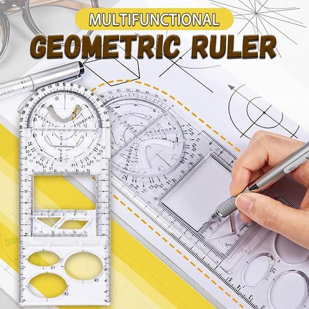 Multifunctional Geometric Ruler Drawing Ruler Geometric Drawing Template Measuring Tool Plastic  Ruler For School  Supplies
