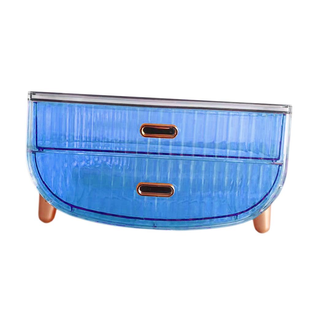 2 Tiers Cosmetic Storage Box Desktop Case Large Capacity Portable Makeup Organizer