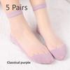 5 Pairs of Women's Summer New Solid Color Crystal Socks