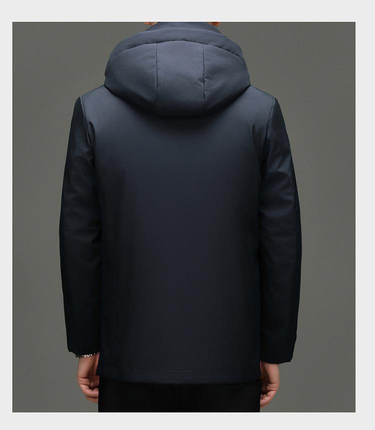 Men's Fashionable Hooded Winter Jacket with Detachable Liner - 90% Duck Down, Cold-Resistant, Ideal for Middle-Aged