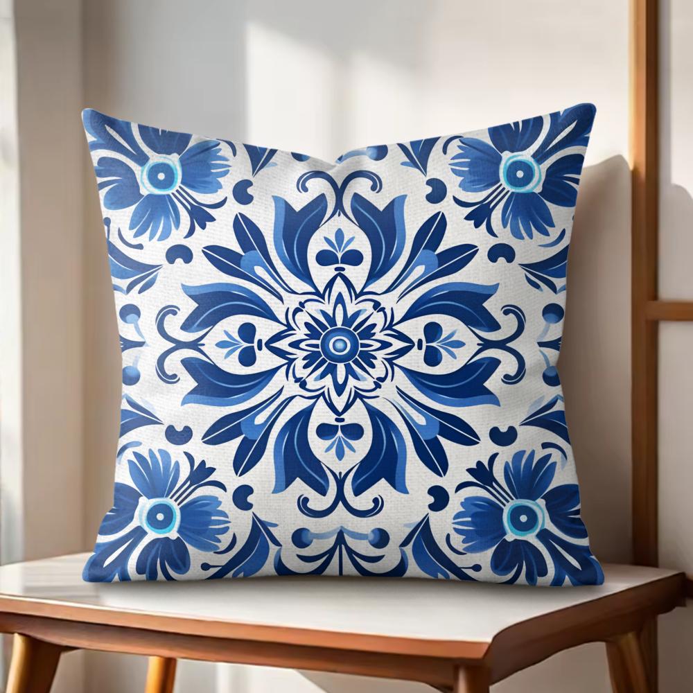 Resortstyle Patterns Cushion Cover Natural Linen Organic Fabric DoubleSided Printing Couch Pillow Covers Home Decor