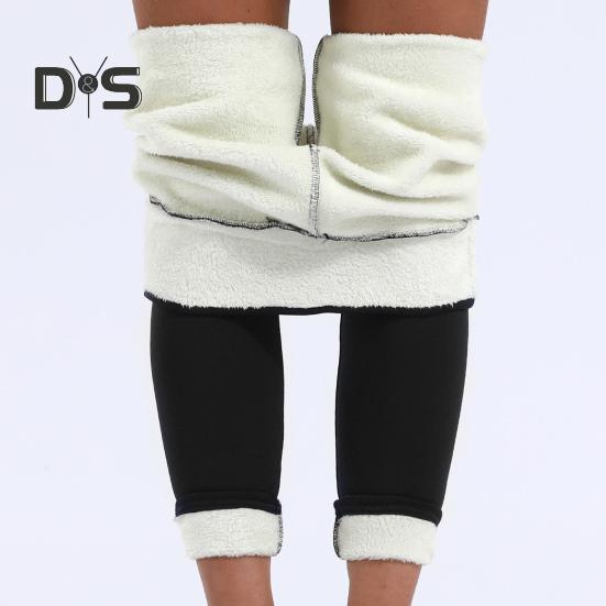 Women Leggings High Waist Slim Fit Hip Lift Thickened Velvet Lining Warm Long Pants Solid Color Yoga Sports Bottoming Pants