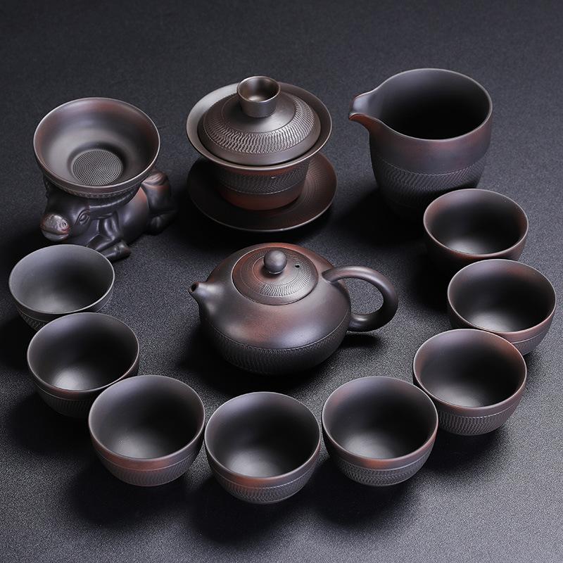 Purple Pottery Kung Fu Tea Set Household Purple Sand Brewing Teapot Teacup Tea Sea Tea Set Set High-End Business Gifts