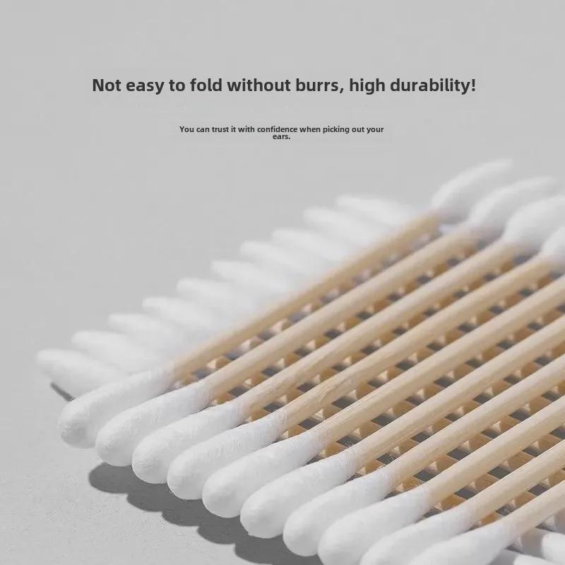 Double-Headed Cotton Swabs: Disposable, Pointed, Sanitary, for Cosmetic & Ear Cleaning, Wooden Sticks