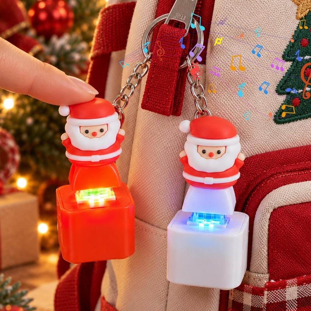 Santa Claus Christmas Fidget Button Keychain Sound Finger Button Clicker Xmas Gifts