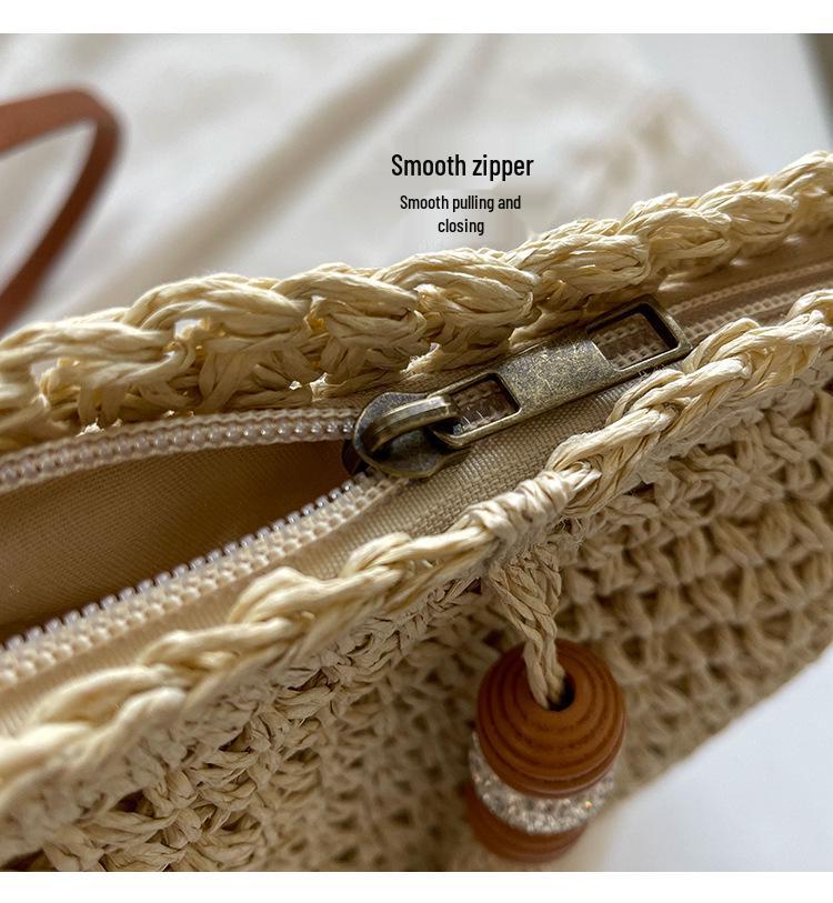 2025 Dam Populär Vävd Crossbody Hinkväska - Resa Strand Halm Axelväska för Sommaren