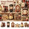 6 Pcs Retro Christmas Wooden Tabletop Decorations and Snowman Set, Holiday Desktop Ornament Decor