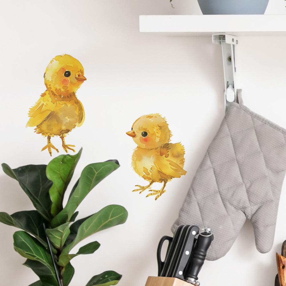 Watercolor Yellow Duck Balcony Glass Doors and Windows Home Beautification Decorative Window Stickers