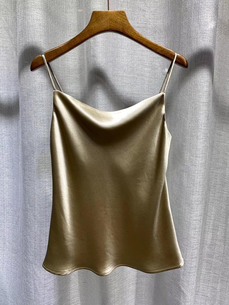 

Женская многоцветная атласная драпированная майка - Элегантный свободный крой с ацетатным внутренним слоем L