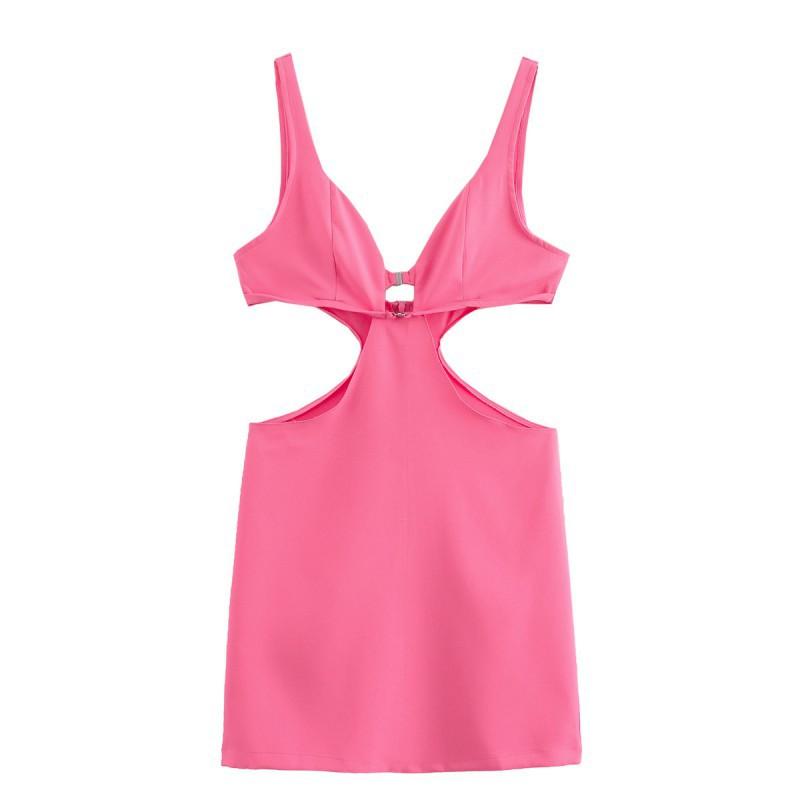 

European American Women s Clothing Summer Sexy Hot Girl Slim Hollow Short Dress S розы красного