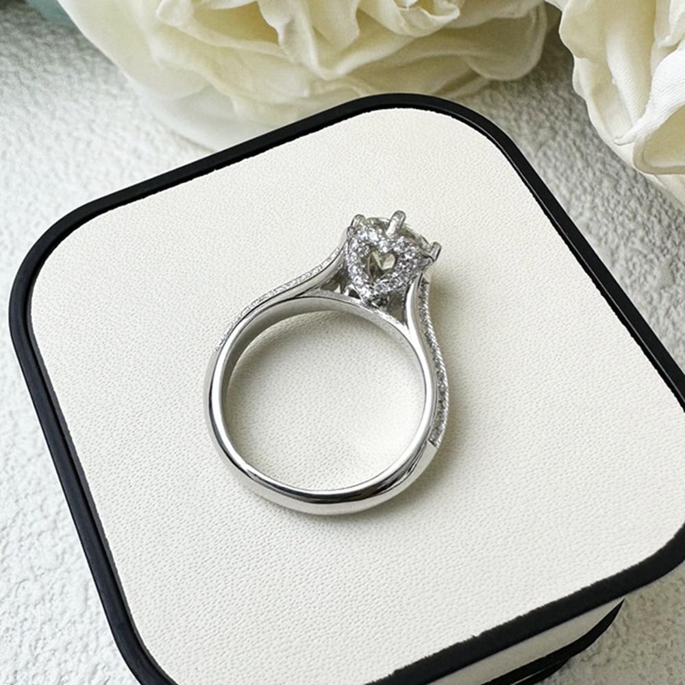 Vinregem Eleganter 100% 925 Sterlingsilber 3EX VVS1 D Farbe Rundschliff 6,5 MM 1 CT Echte Moissanit Diamanten Ring Hochzeit Verlobung Feiner Schmuck Geschenke