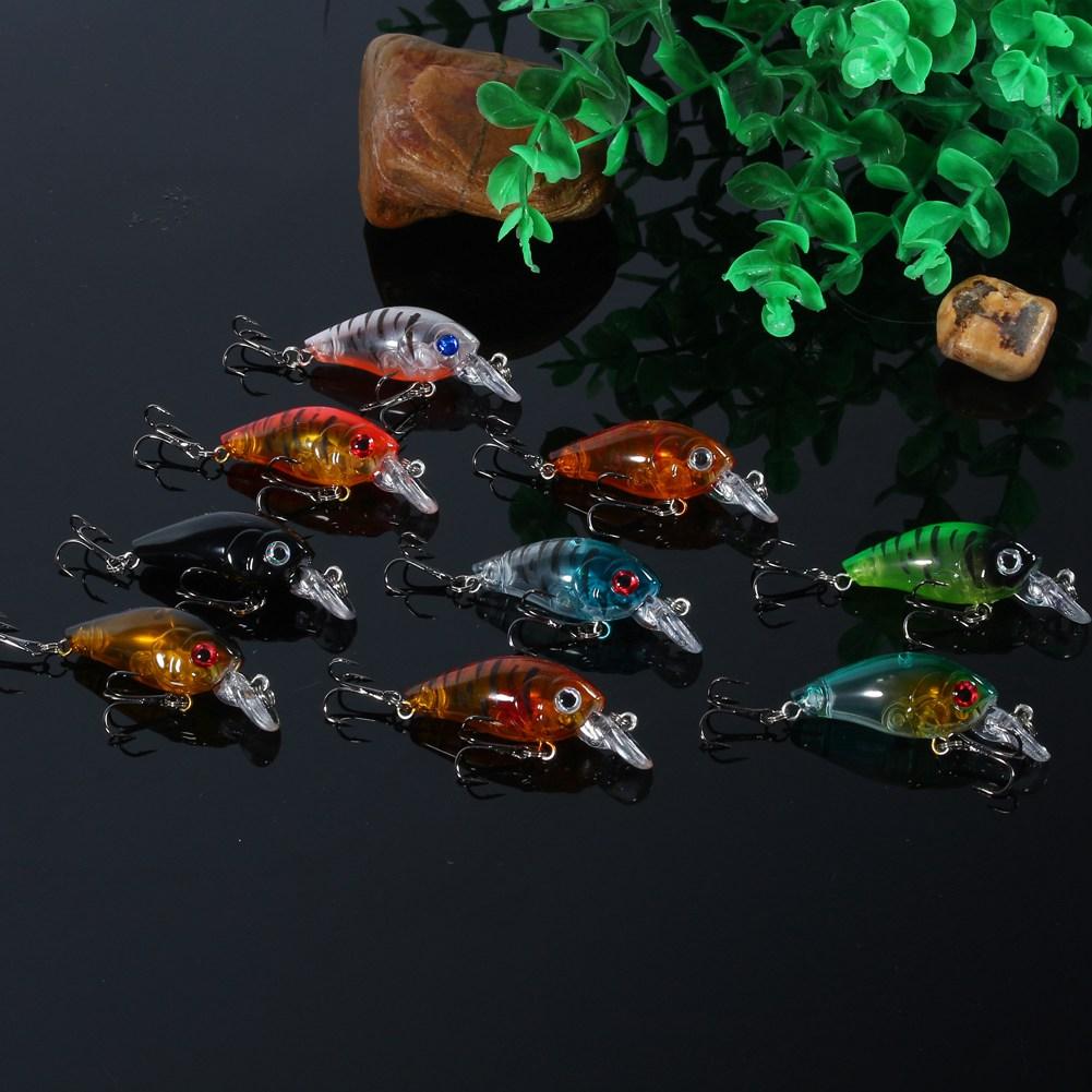 9 Stück/Beutel Kunststoff Angelköder Haken Barsch Klein Fett Crankbait Tackle 4,5cm4g