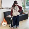 Girls' Fleece-Lined Sweatshirt - Stylish Thick Long Sleeve Top for Big Kids (Autumn/Winter)