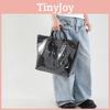 Simple Chic Ladies Tote Bag With Solid Color Letter Printed Crocodile Texture For Casual Outings