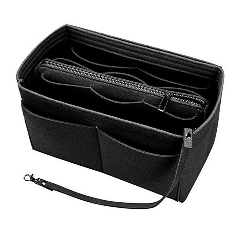 

Solid Color Zippered Felt Cosmetic Bag - Large Capacity, Travel Wash Bag, Medium Size Customizable 24x13x15cm