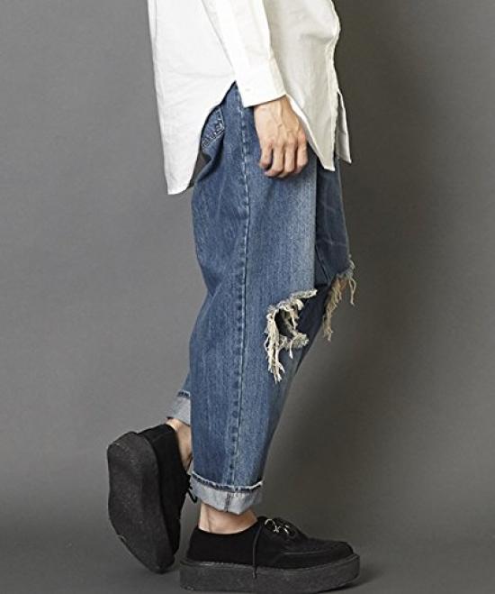 Unrelaxing Distressed Weit Denim Größe UR-403, S, Blau, UR-403_BL01S001