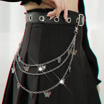 Fashion  Multi Layer HipHop Butterfly Hollow Out Belt Trousers Chain