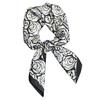 Women' Satin Scarf 70X70 - Black and White with Roses, Elegant and Feminine