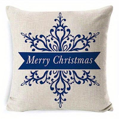 Home Decor Christmas Snowflake & Plaid Pattern Cushions Pattern Cushion Cover Suitable For Sofa Bedroom Car Pillow Cover