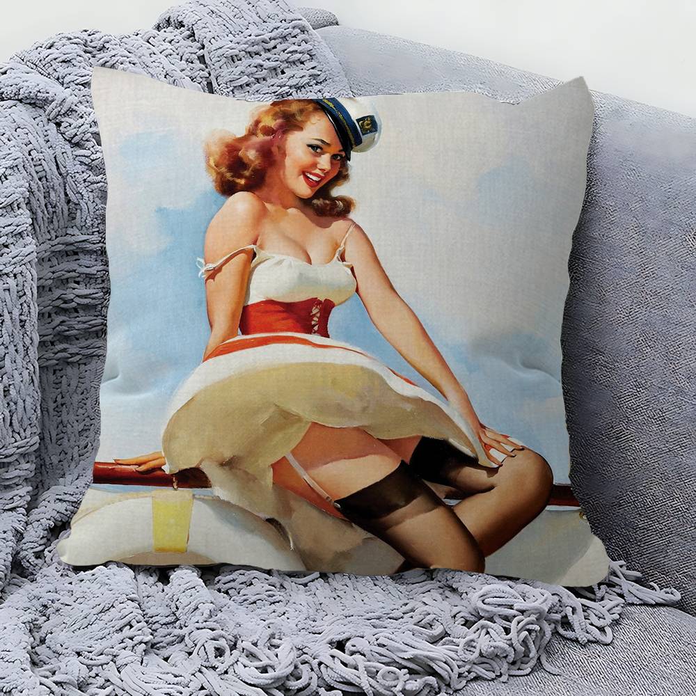 Pin Up Girl Cushion Cover Polyester Sofa Cushions Decorative Throw Pillows Home Decoration Pillowcover