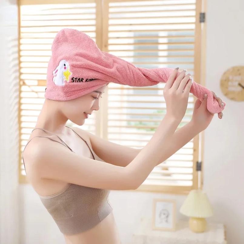 Women Hair Towel Microfiber Towel Bath Towels For Adults Home Terry Towels Bathroom Serviette De Douche Turban For Drying Hair