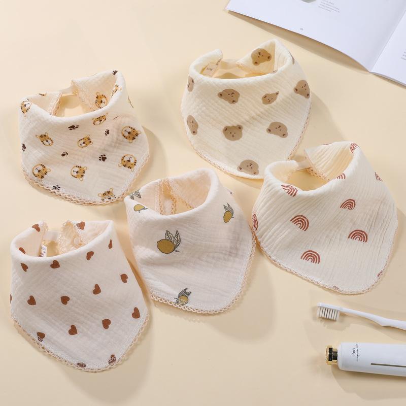 Pure Cotton Crepe Baby Bandana Bibs With Snaps Newborn Drool Bibs Floral Print Hand Towel Soft Absorbent Burp Cloth For Infants
