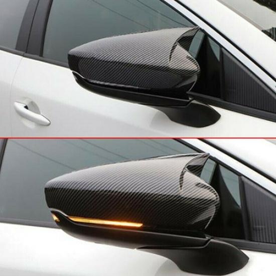 Carbon Fiber Side Rearview Mirror Cover Trim For Mazda 3 Axela   2PCS