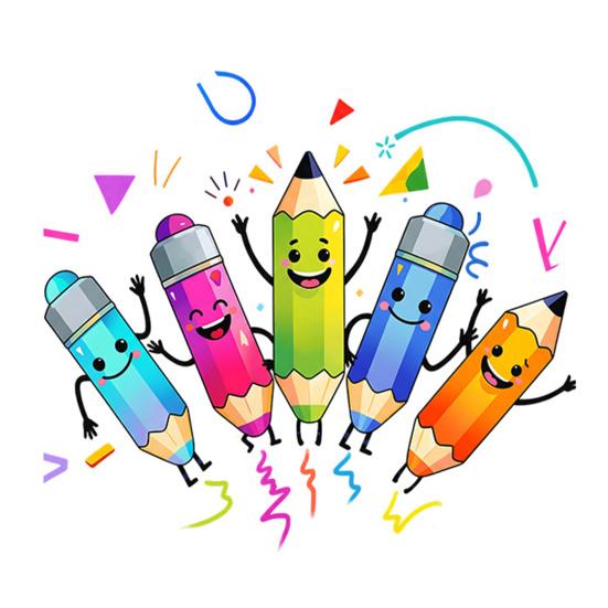 Colorful Pencils Wall Sticker Cartoon Kids Room Wall Decals Peel And Stick Classroom Wall Mural Art for Playroom Nursery Wall