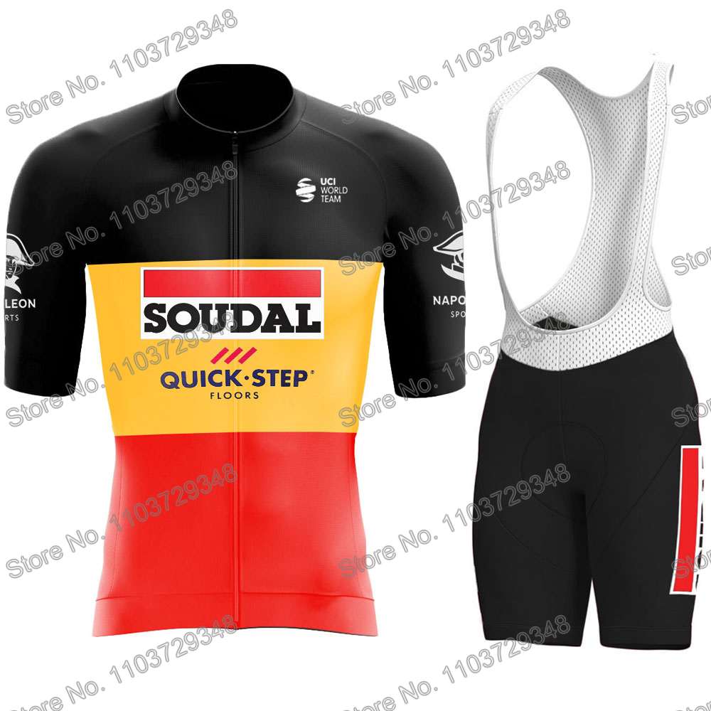 Soudal Quick Step Cycling Jersey Men's Set Summer Cycling Clothing Road Race Bike Shirt Suit MTB Women Bicycle Bib Shorts