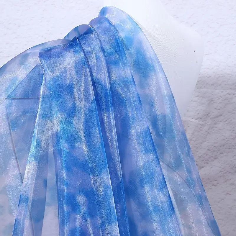 Glänzender Transparenter Regenbogen Organza Stoff Verlauf Pro Meter für Kleidung Kleid Hochzeitsdekoration Nähen DIY Designer Stoff