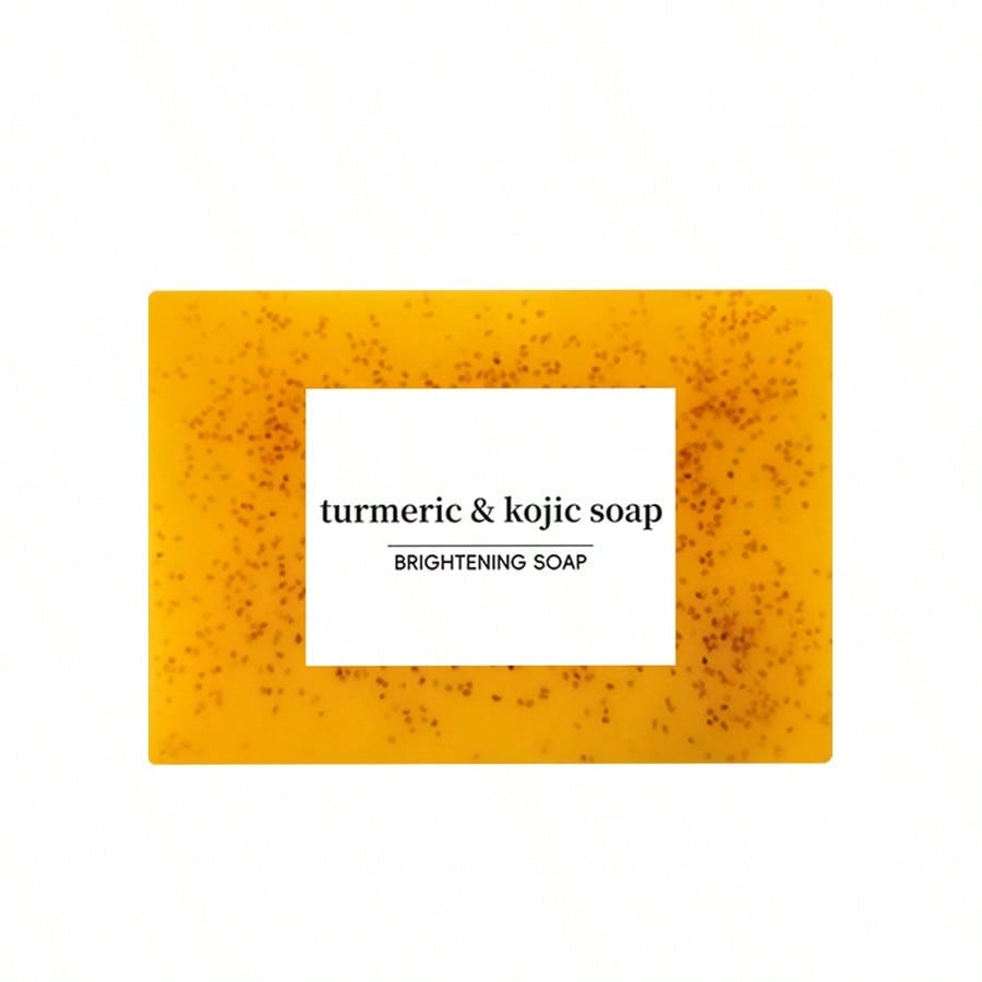 1pc 100g Turmeric Lemon Kojic Acid Handmade Soap, Natural Cleansing Soap Bar For Face And Body, Rich