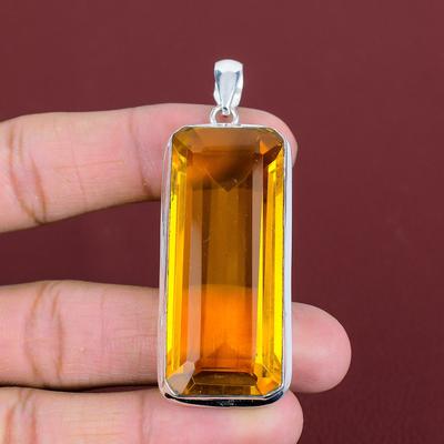 Facettierter Citrin Anhänger 925 Sterlingsilber Anhänger Natur Edelstein handgefertigter Anhänger schöner Citrin Schmuck zierlicher Anhänger Geschenke für sie