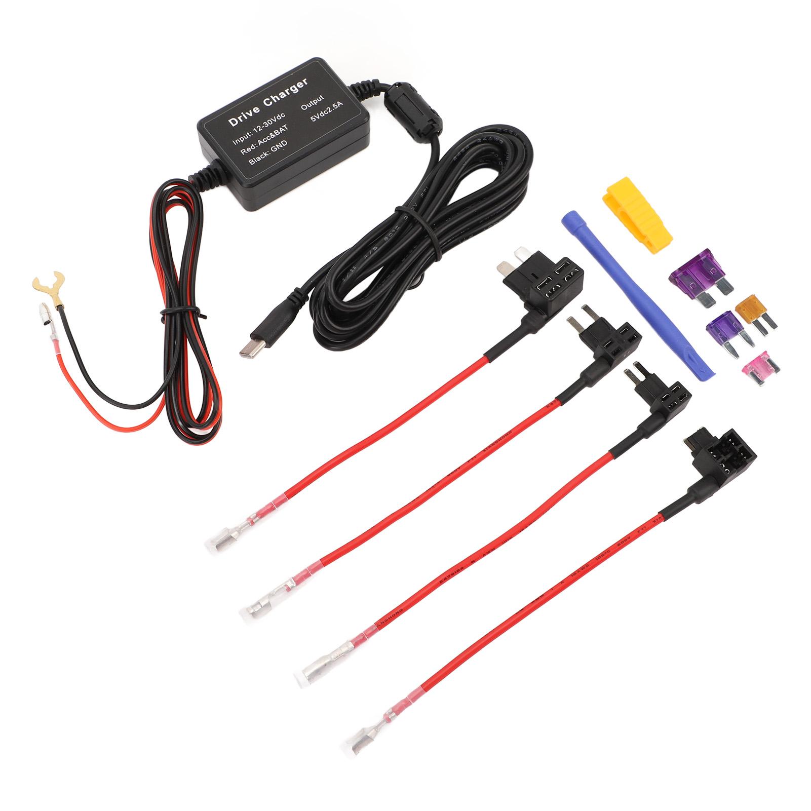 

Dash Cam Hardwire Kit 12V 30V to 5V Low Voltage Protection USB Type C Hard Wiring Kit for GPS Power Supply Radar