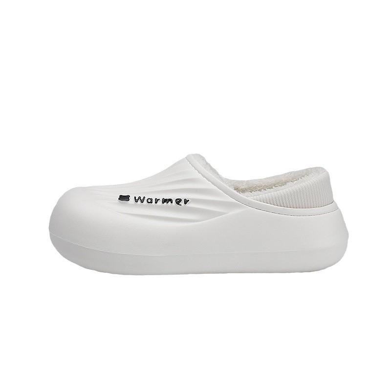 Autumn and Winter Warm and Velvet Couple Cotton Slippers Color Matching Bag Head Fashion Thick Sole Indoor and Outdoor Two Wear Cotton Shoes