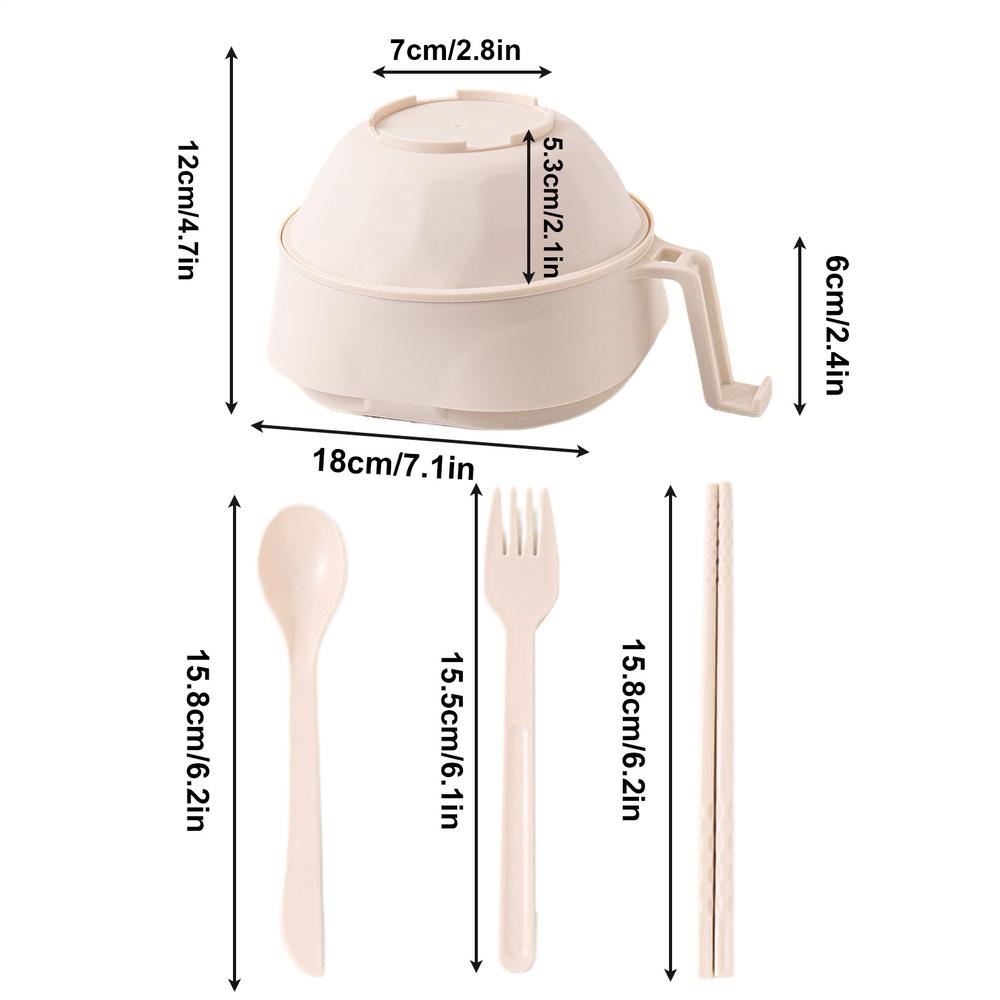 Ramen Cooker Bowl Set Large Capacity Instant Noodles Bowl 6X Rapid Ramen Noodle Bowl PP With Lid Chopsticks Spoons Fork For Soup