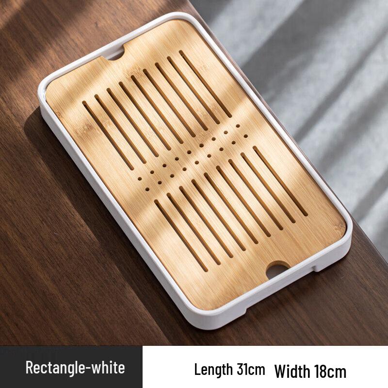 Modern Bamboo Tea Tray with Drainage & Storage