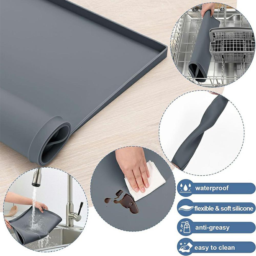 

50x60cm Washer Dryer Top Cover Mat Washing Machine Non Slip Waterproof Silicone Protective Pad Grey
