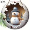 Christmas Wooden Sign with Snowman Pattern - Navidad Round Sign for Front Door, Wall Hanging Decor - Ideal Christmas Decoration