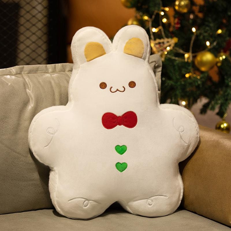 Christmas Ginger Bread Rabbit Plush Pillow Stuffed Cookie Decor Cushion Funny XMas Tree Party Decor Doll Plushie Nice Gift
