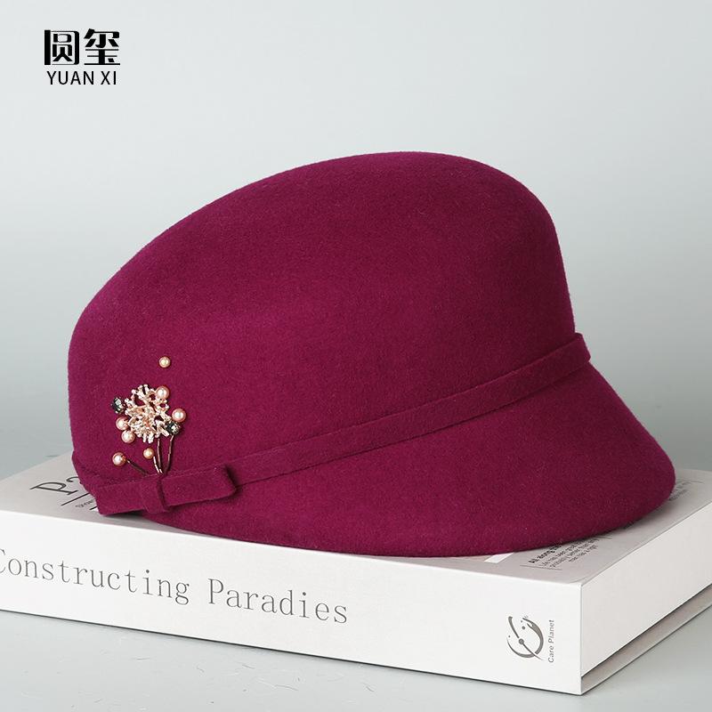 Hat Women's Autumn and Winter Wool Cap British Casual Wool Felt Hat Versatile Fashion Foreign Style Show Face Little Beret